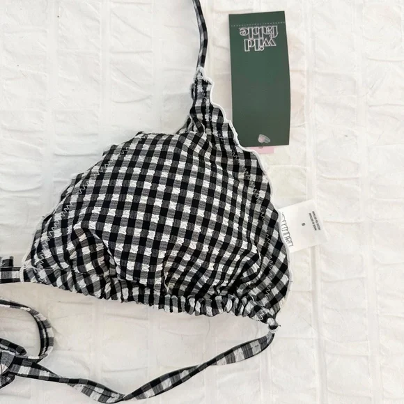 NWT Wild Fable Gingham Ruffle Bikini Top - Picture 3 of 5